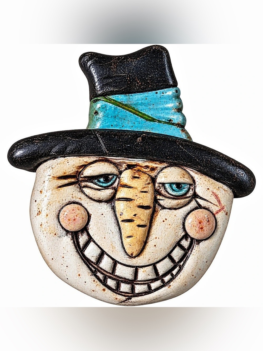 Snowman Face pin in White & Black